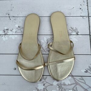 TKEES Metallic Gold Slim-Strap Sandals